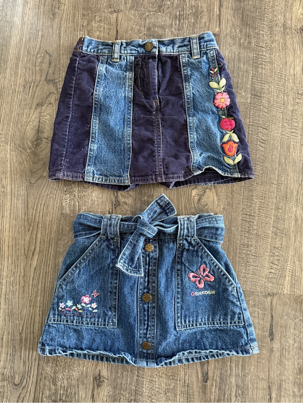 OshKosh and Gymboree Denim Skirts - Blue with Embroidery 3T/4T